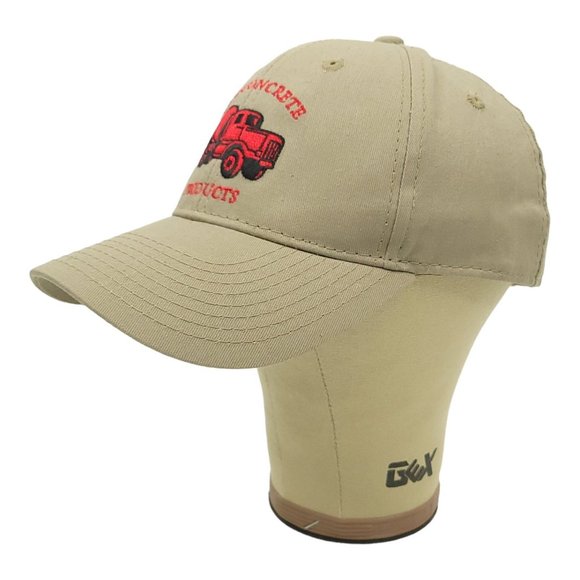 Iuka Concrete Products Khaki Strapback Cap Trucker Baseball Hat Embroidered Logo - Picture 2 of 12